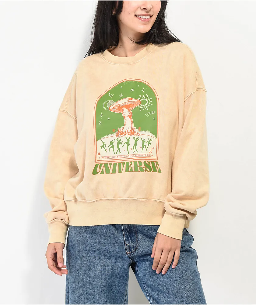 Tan crewneck sweatshirt store