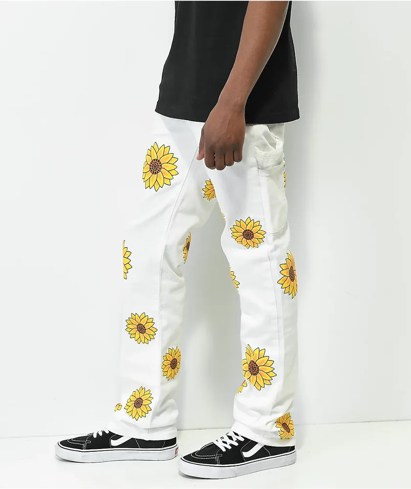 White 2025 sunflower pants