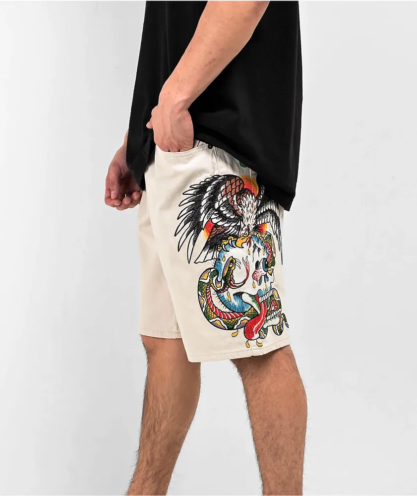 Ed Hardy Battle White Shorts | Arden Fair