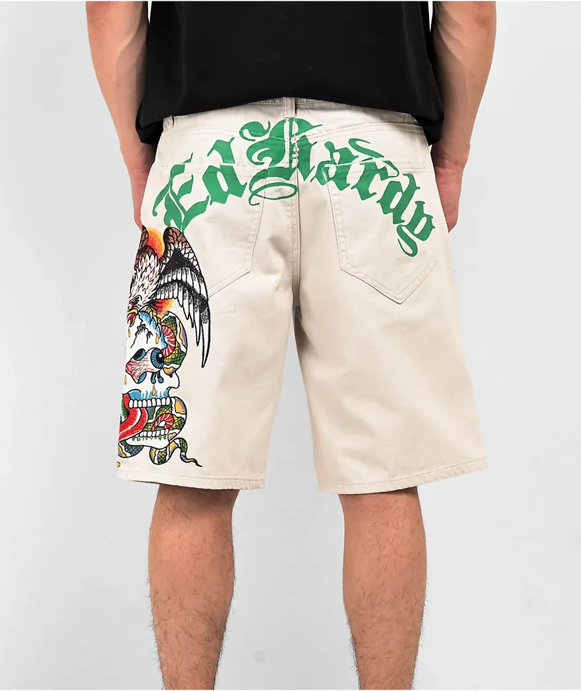 Ed Hardy Battle White Shorts | Arden Fair