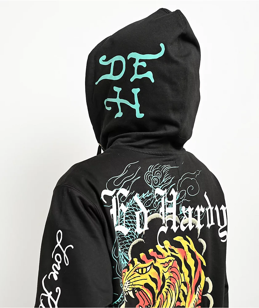 Ed Hardy Crawling Tigers Black Zip Hoodie | Liberty Center