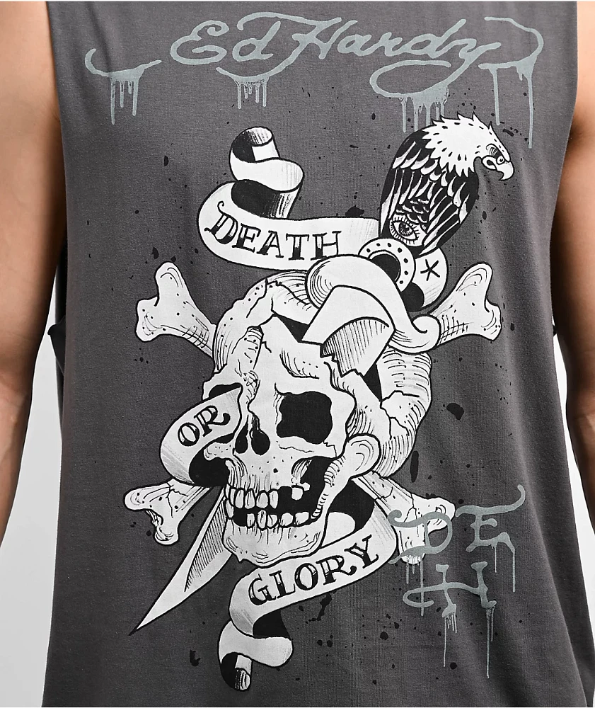 Ed Hardy DG Skull Charcoal Tank Top | Mission Valley