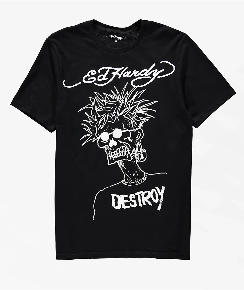 Ed Hardy Destroy Skeleton Black T-Shirt at CoolSprings Galleria in