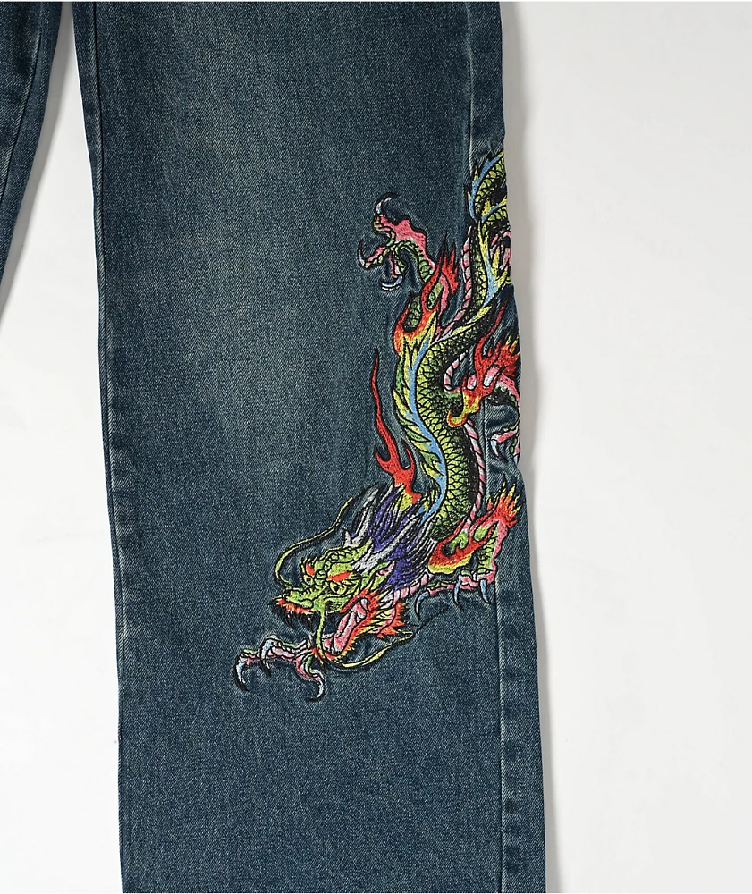 Ed Hardy Dragon Blue Wide Leg Denim Jeans | Dulles Town Center