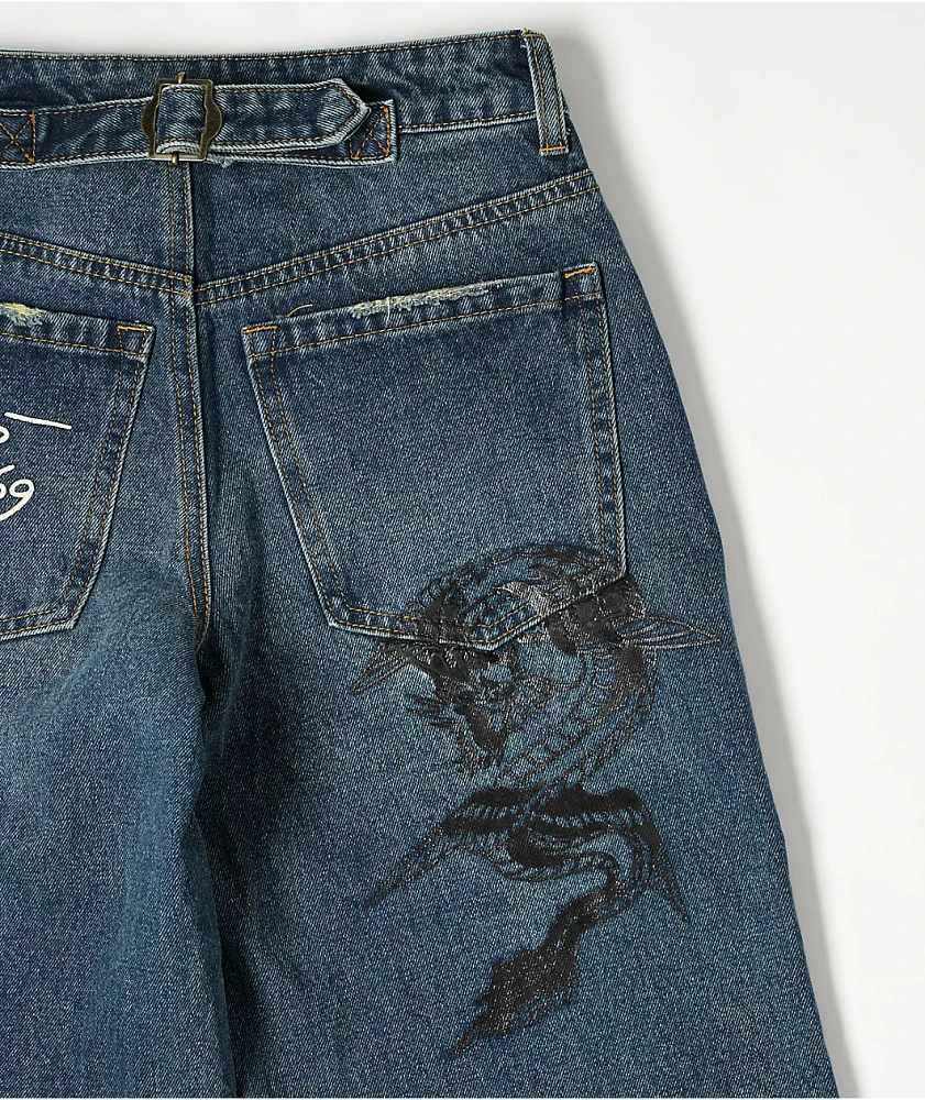 Ed Hardy Dragon Blue Wide Leg Denim Jeans at Mall of America® in
