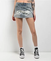 Ed Hardy Dragon Light Blue Cutoff Denim Mini Skirt | Arden Fair