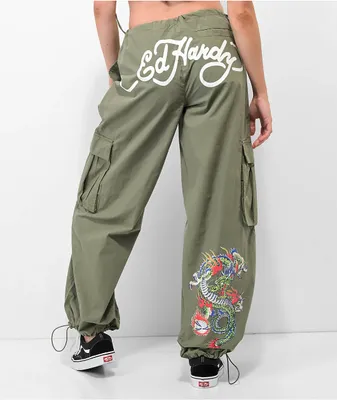 Empyre Canopy Olive Green Cargo Parachute Pants at Hamilton Place
