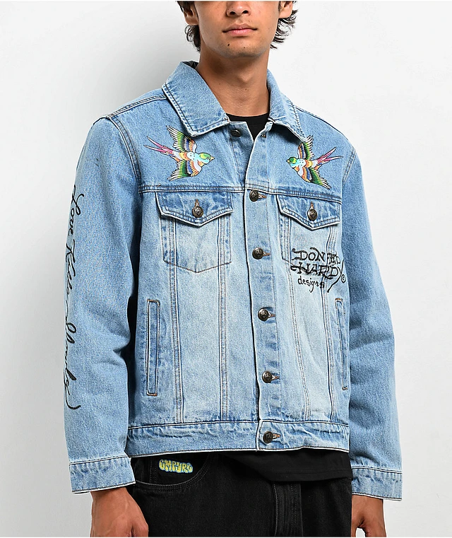 Ed Hardy Eagle Light Blue Denim Jacket | Arden Fair