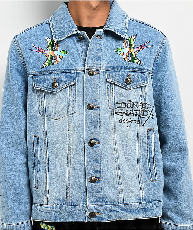 Ed Hardy Eagle Light Blue Denim Jacket | Arden Fair
