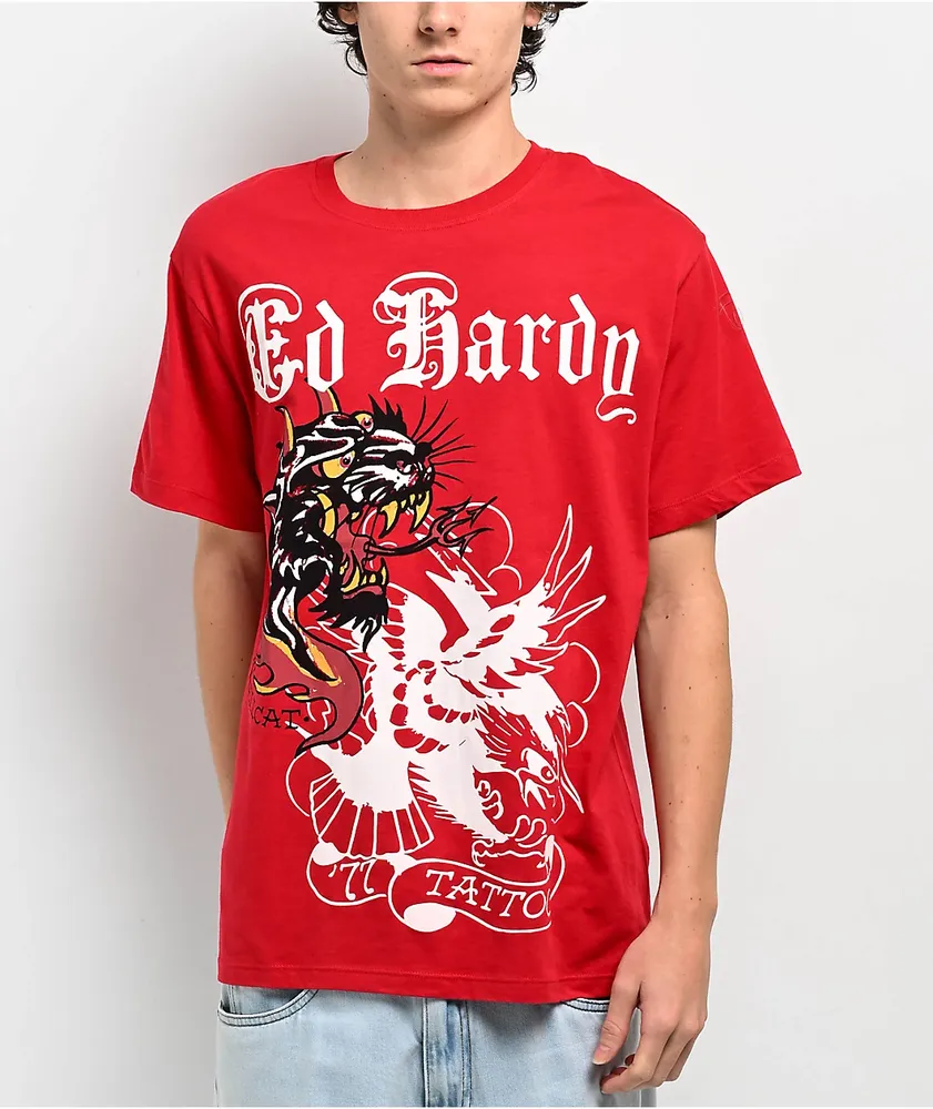Ed Hardy Fire Panther Red T Shirt Hamilton Place
