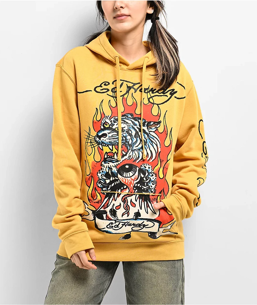 Yellow tiger hoodie hot sale