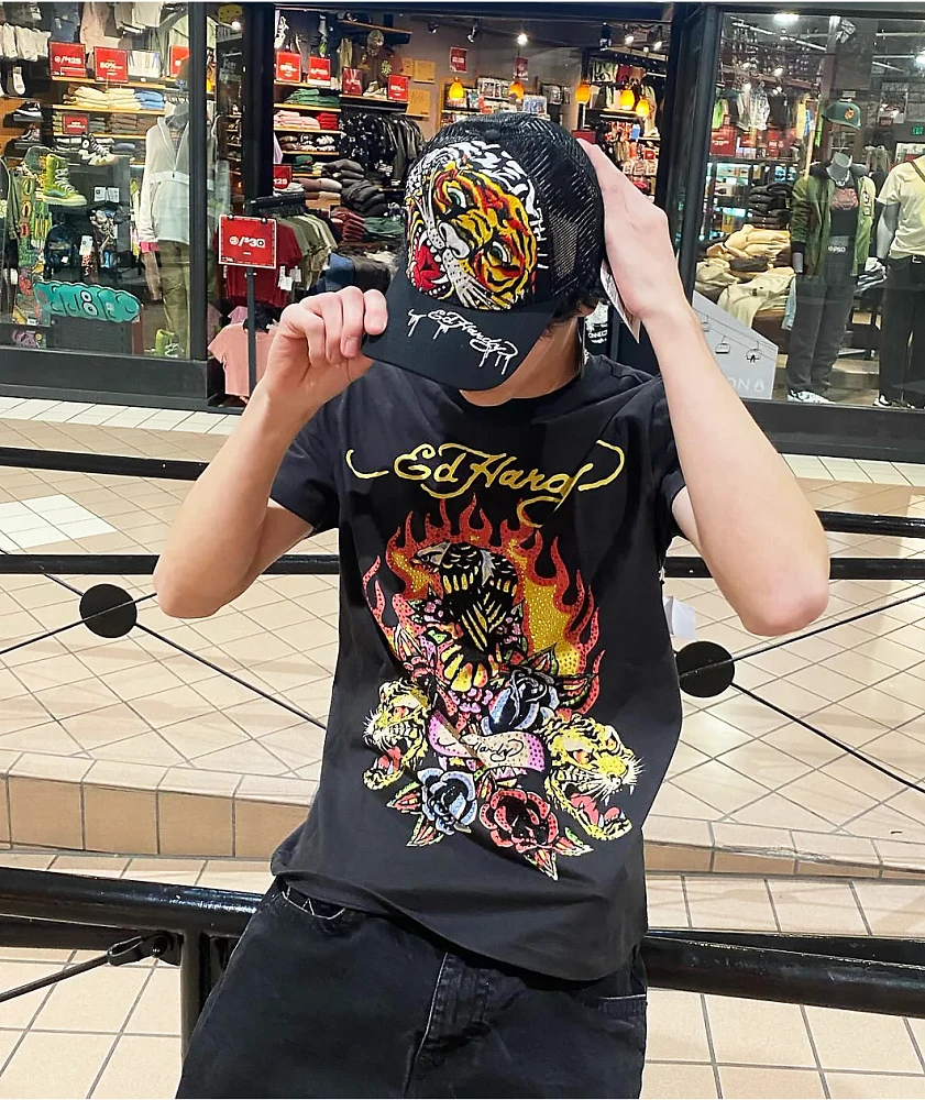 Ed Hardy Firebird Rhinestone Black T-Shirt | MainPlace Mall