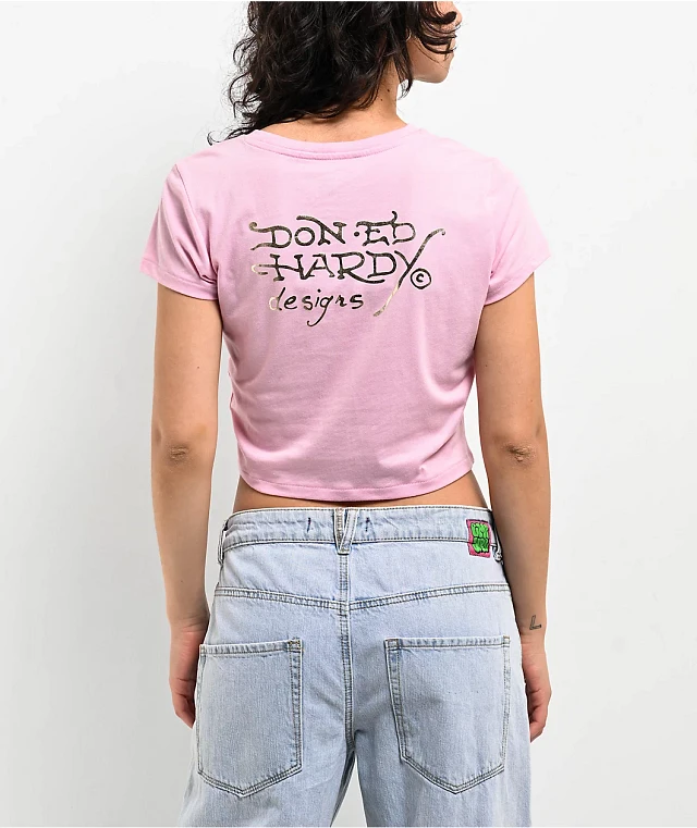 Ed Hardy Floral Panther Pink T-Shirt | Arden Fair