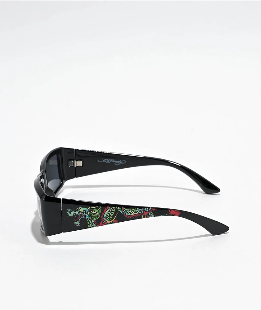 Ed Hardy Hokusai Black Rectangle Sunglasses | MainPlace Mall