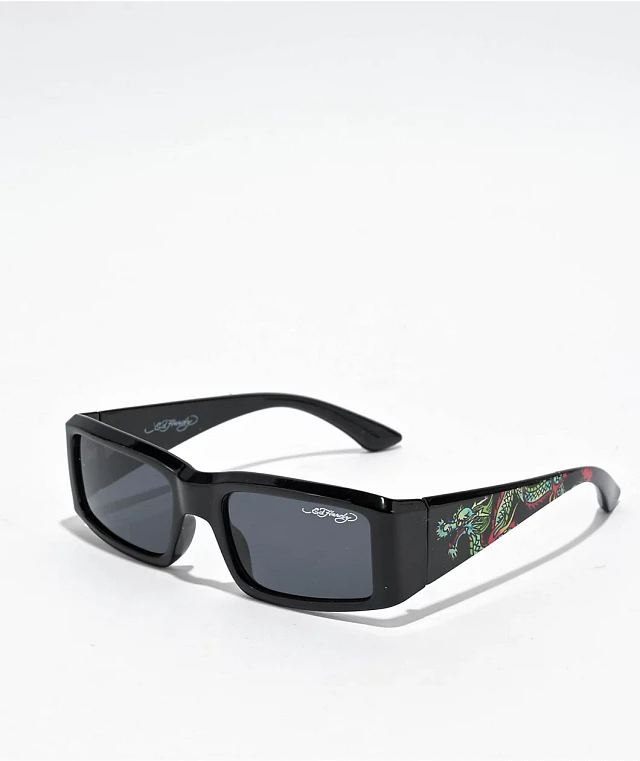 Ed Hardy Hokusai Black Rectangle Sunglasses at CoolSprings