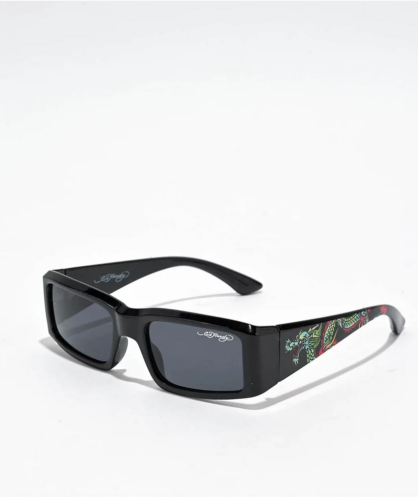 Ed Hardy Hokusai Black Rectangle Sunglasses | Liberty Center
