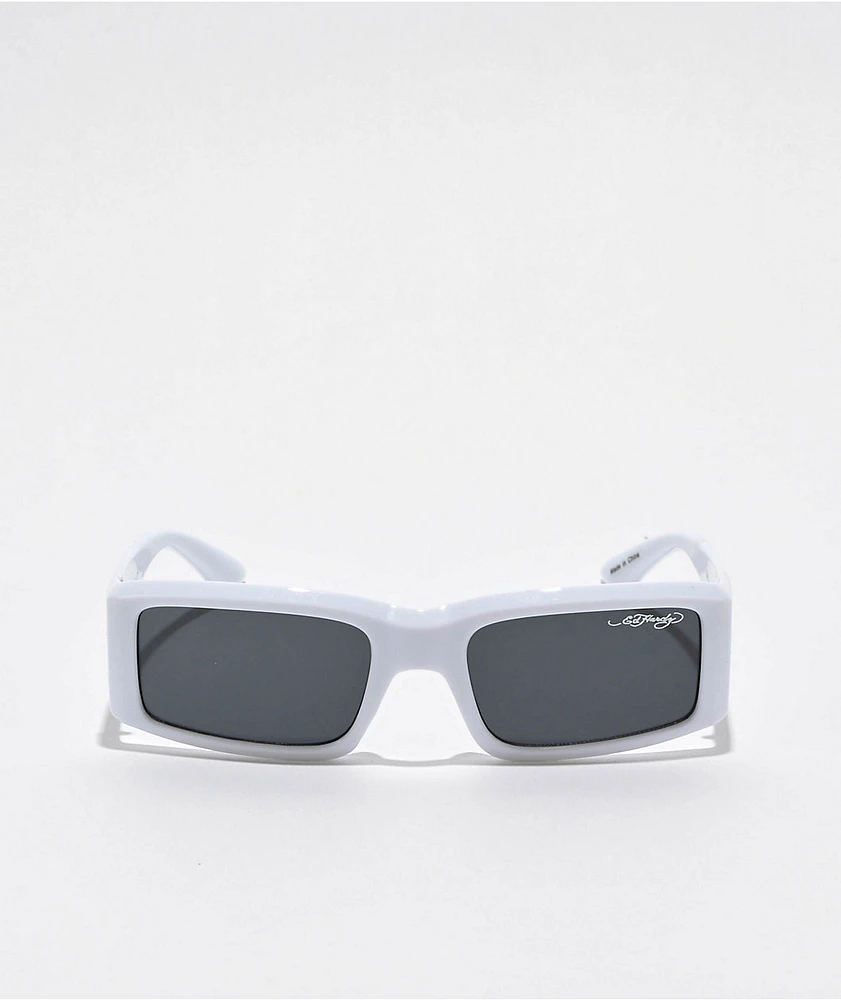 Ed Hardy Hokusai White Rectangle Sunglasses | Arden Fair