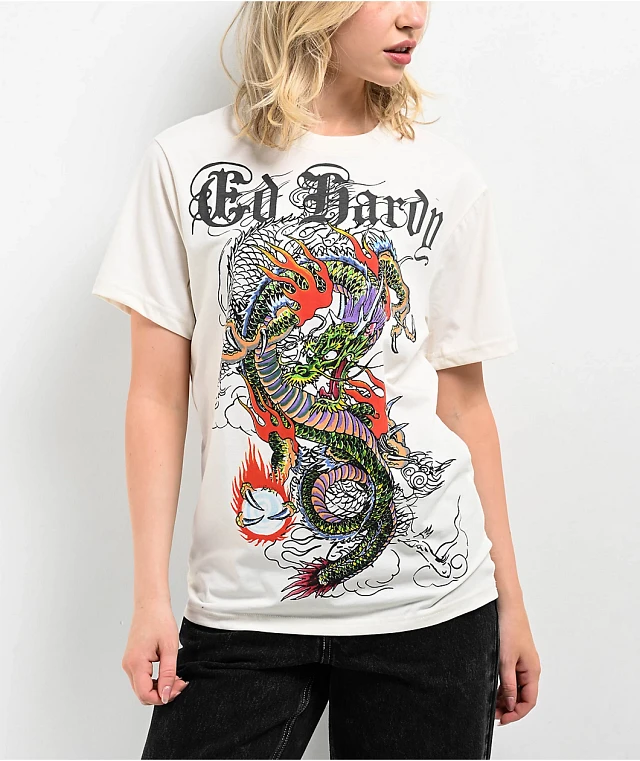 Ed Hardy Japan Dragon Natural T-Shirt | Liberty Center