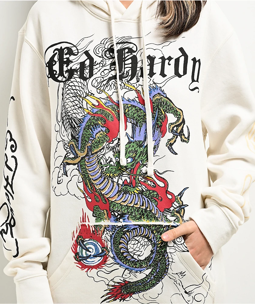 Ed Hardy Japan Dragon White Hoodie | Liberty Center