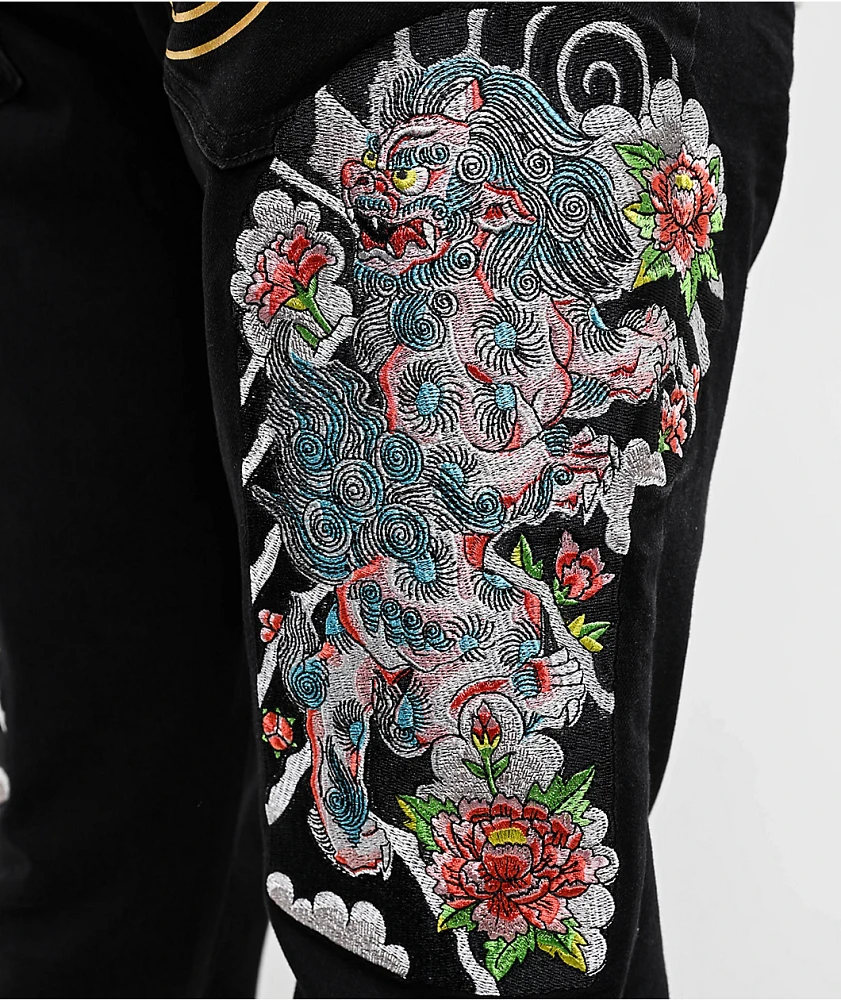 Ed Hardy Japan Lion Slim Straight Black Denim Jeans at Mall