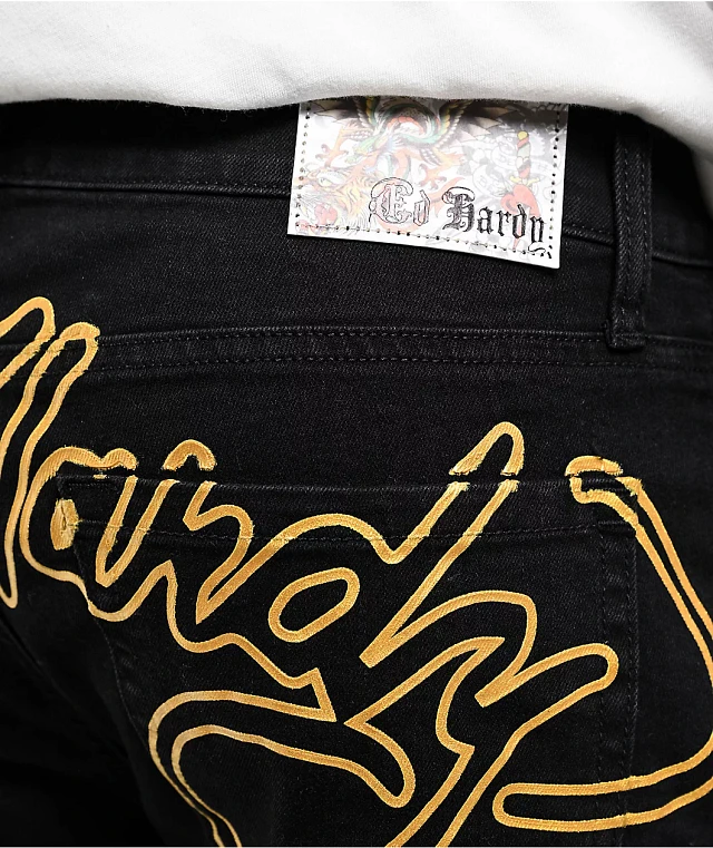Ed Hardy★Tiger Flame ブラックウォッシュジーンズ Ed Hardy Tiger Flame Black Wash Jeans | Zumiez