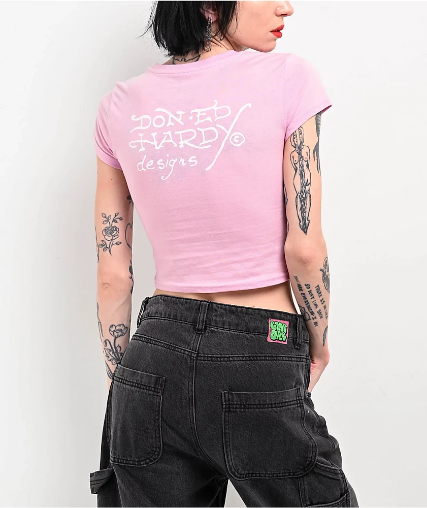 Ed Hardy ピンク Tシャツ Ed Hardy Floral Panther Pink T-Shirt | Zumiez