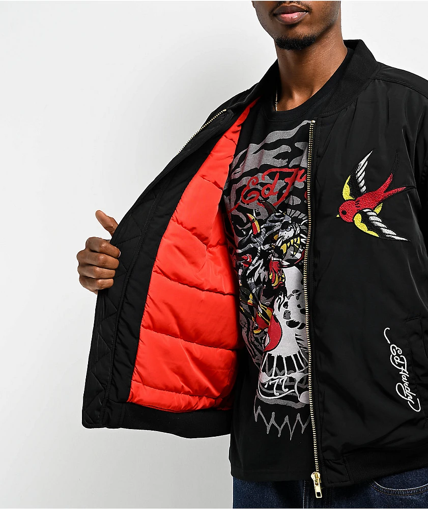 Ed Hardy LKS Skull Black Bomber Jacket | Liberty Center