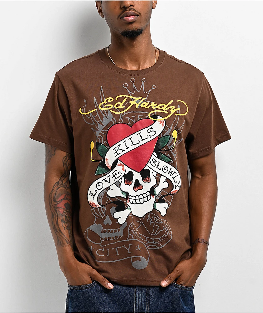 Ed Hardy LKS Skull Brown T-Shirt at CoolSprings Galleria in