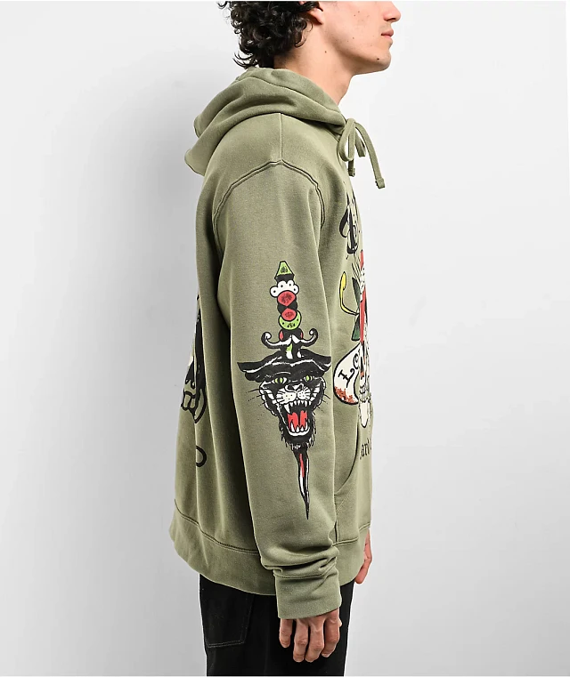 Ed Hardy LKS Skull Green Hoodie | Arden Fair