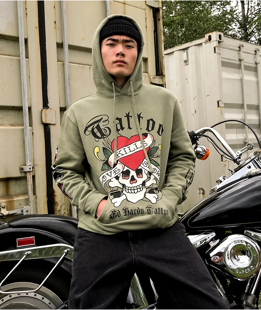 Ed Hardy LKS Skull Green Hoodie | Liberty Center
