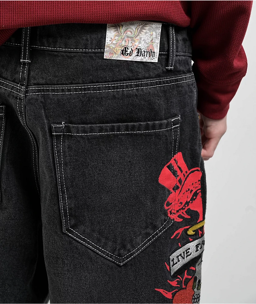 Ed Hardy Live Fast Y2K Black Shorts | MainPlace Mall