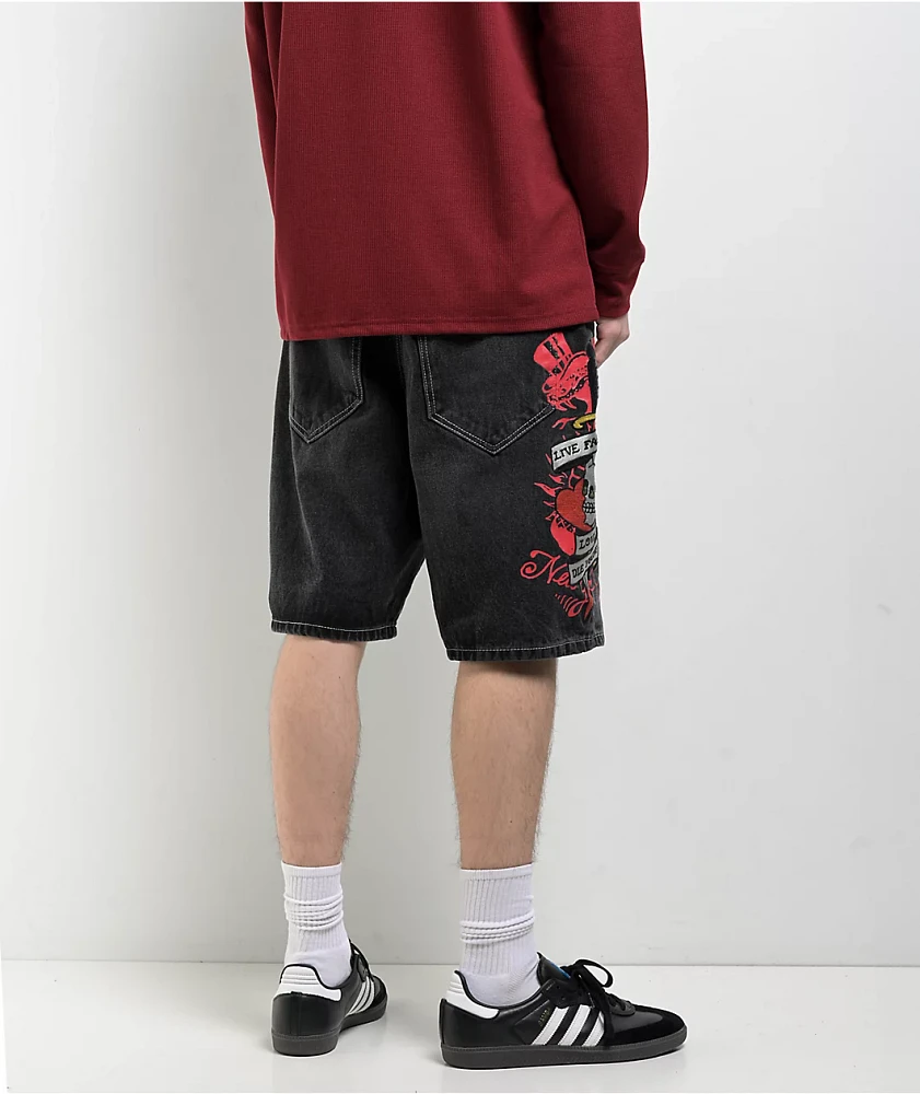 Ed Hardy Live Fast Y2K Black Shorts | MainPlace Mall