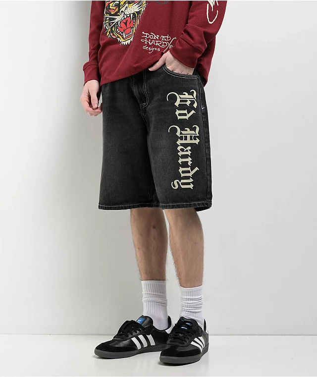 Ed Hardy Live Fast Y2K Black Shorts | MainPlace Mall