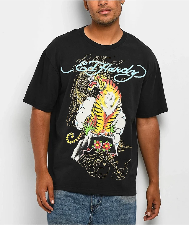 Ed Hardy Mountain Tiger Black T-Shirt | Liberty Center