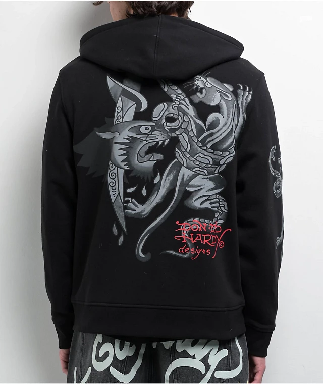 Ed Hardy Panther Black Zip Hoodie | Arden Fair