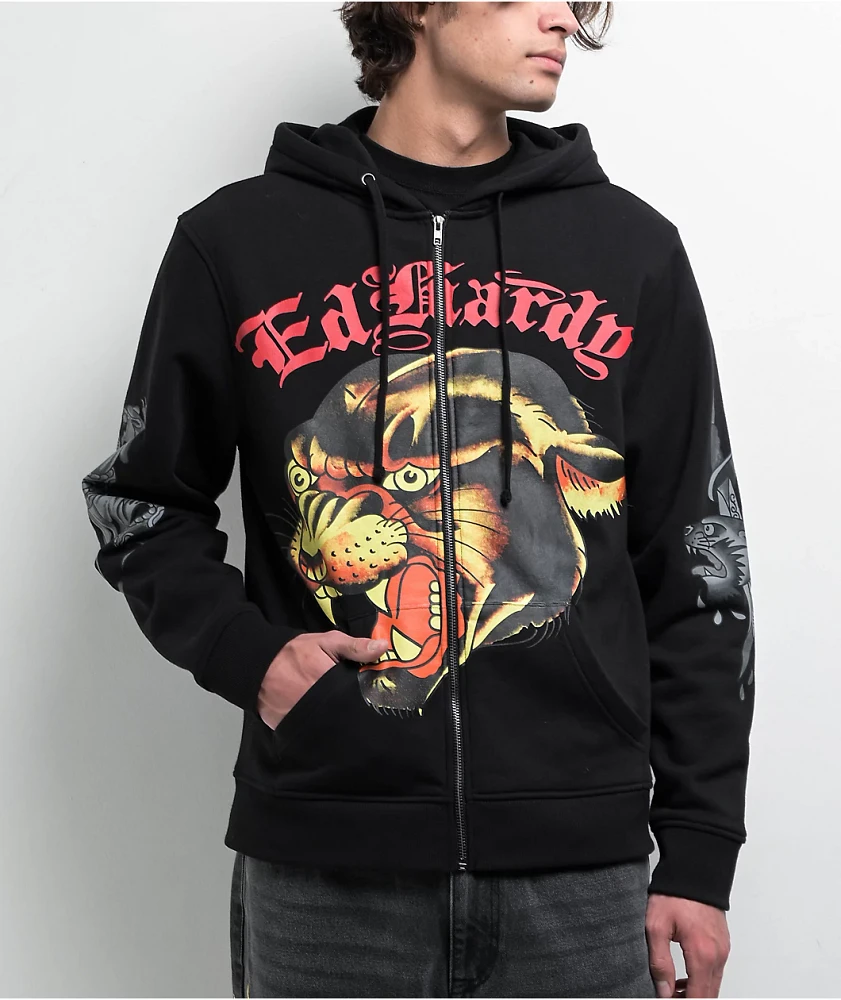 Ed Hardy Panther Black Zip Hoodie | Liberty Center