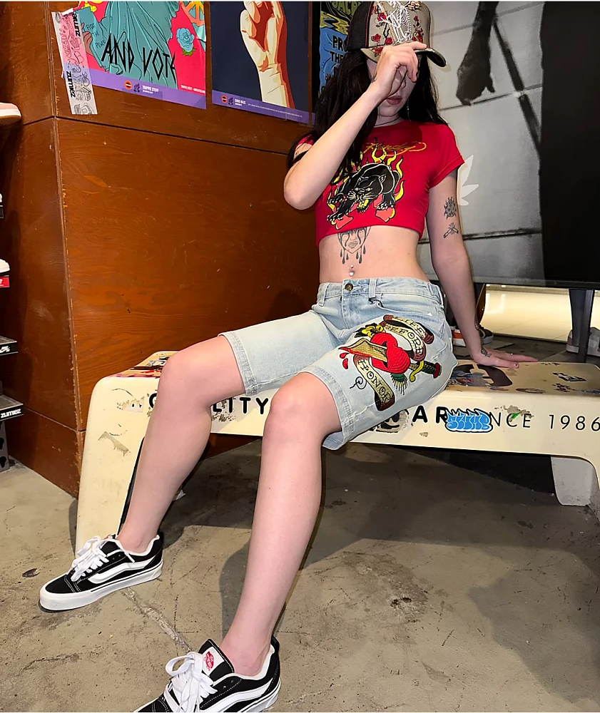 Ed Hardy Panther Flame Red Crop T-Shirt | MainPlace Mall