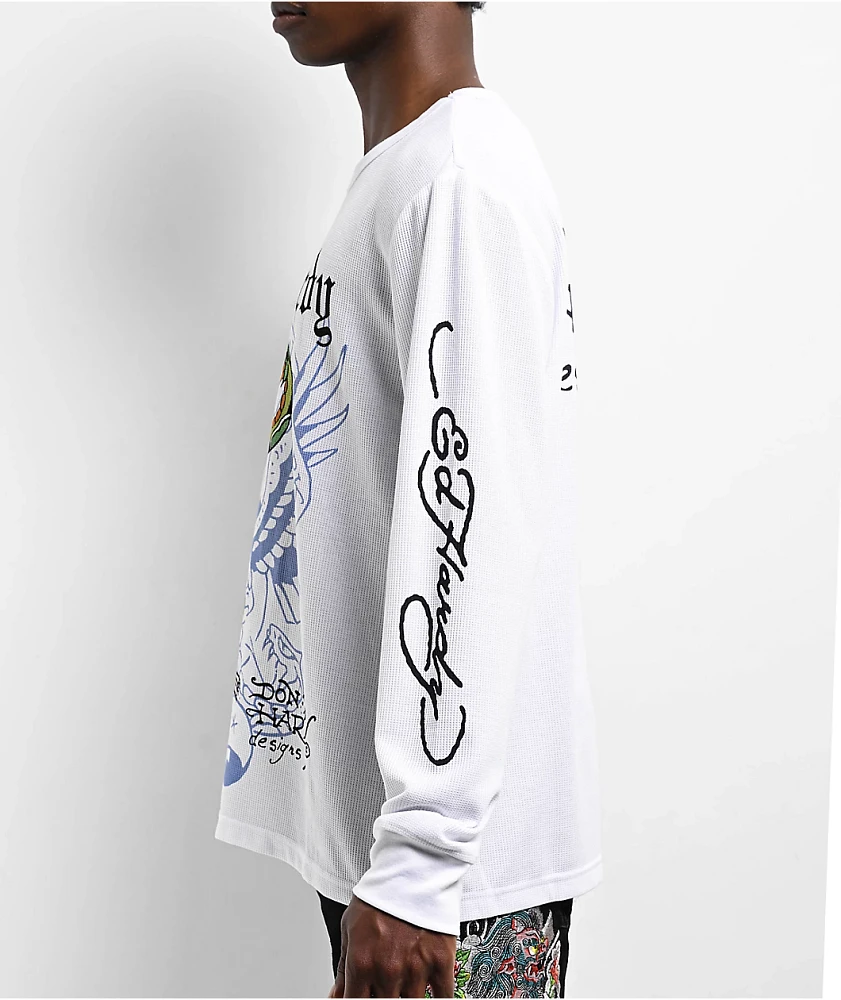 Ed Hardy Panther Snake White Thermal Long Sleeve T-Shirt | Dulles