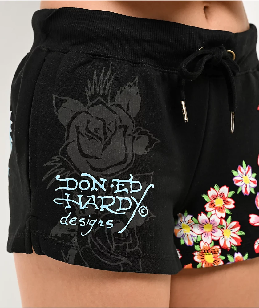 【HI FI FNK】Leo Bold Sweat Shorts Ed Hardy Phoenix Y2K Black Sweat Shorts at Coquitlam Centre