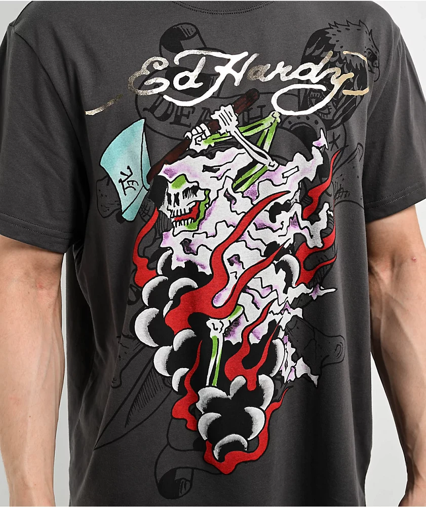 Ed Hardy Reaper Charcoal T-Shirt | Liberty Center