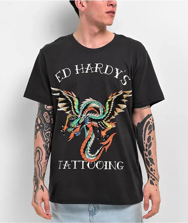 Ed Hardy Rhinestone Dragon Black T-Shirt | MainPlace Mall