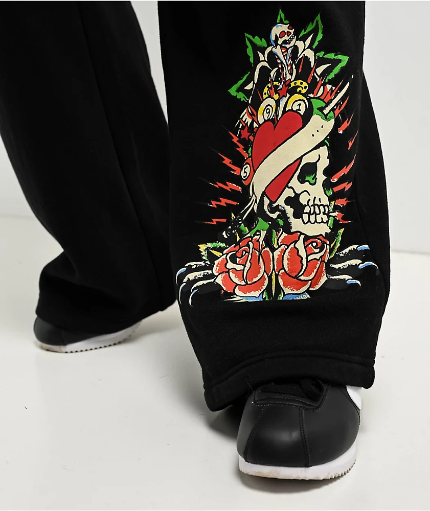 Ed Hardy Rose Skull Black Cargo Sweatpants | Mission Valley