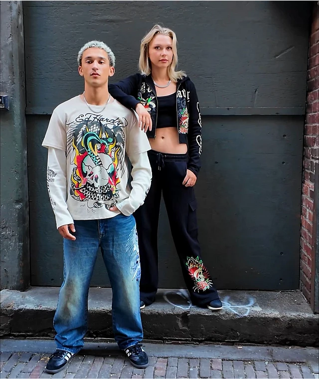 Ed Hardy Rose Skull Black Cargo Sweatpants at CoolSprings Galleria Ed Hardy Rose Skull Black Cargo Sweatpants at CoolSprings Galleria