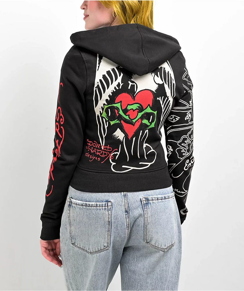 sculptor edhardy パーカー　foodie Ed Hardy Rhinestone Tiger Black Hoodie | Zumiez