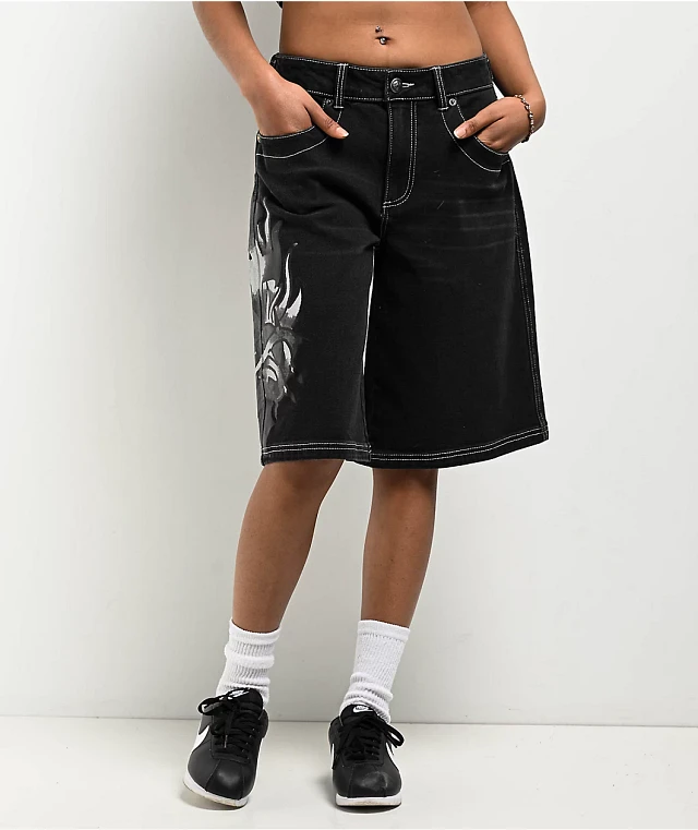 Ed Hardy Sacred Heart Black Wash Shorts | Arden Fair