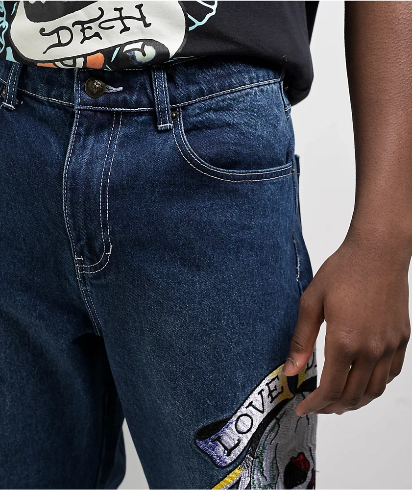 Ed Hardy Skull Heart Indigo Loose Fit Jeans at Hamilton Place in