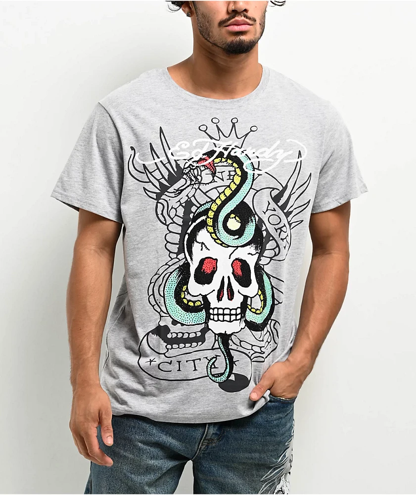 Ed Hardy Skull Snake Grey T-Shirt | Liberty Center