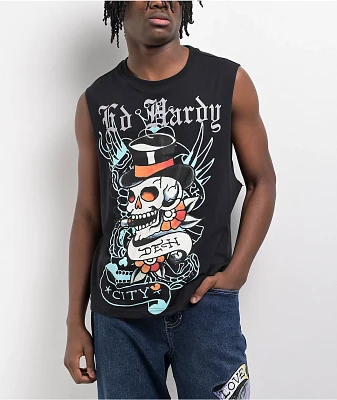 Ed Hardy DG Skull Charcoal Tank Top | MainPlace Mall