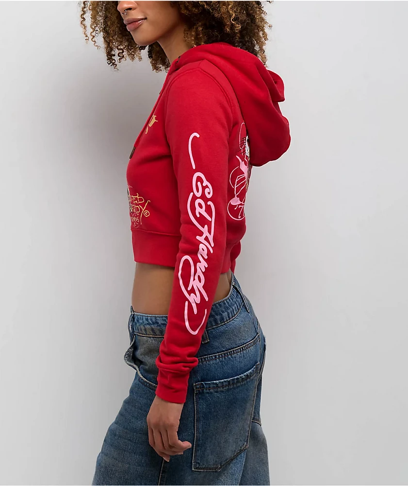 Ed Hardy Tiger Cloud Red Crop Zip Hoodie at Vancouver Mall in