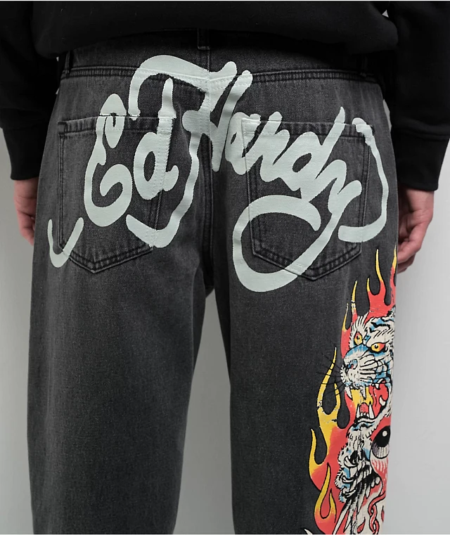 Ed Hardy Tiger Flame Black Wash Jeans at CoolSprings